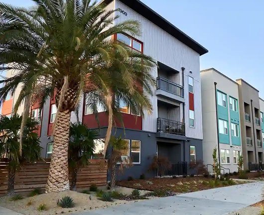 Appliance repair service areas in Orange County – residential community with three-story buildings