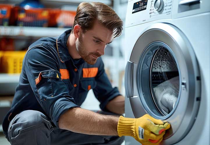 Appliance repair in Orange County – technician standing next to washing machine