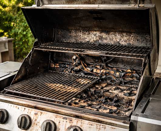Broken outdoor BBQ grill requiring emergency BBQ Grill repair