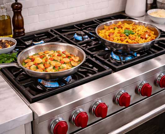 Modern cooktop in contemporary home kitchen → appliance repair near me