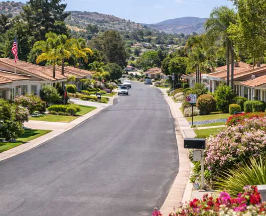 Residential street with homes in Laguna Woods neighborhood → appliance repair Laguna Woods