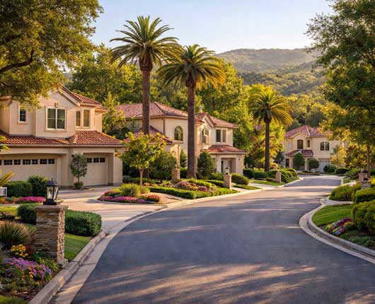 Residential street with single-family homes in Coto de Casa → appliance repair Coto de Casa