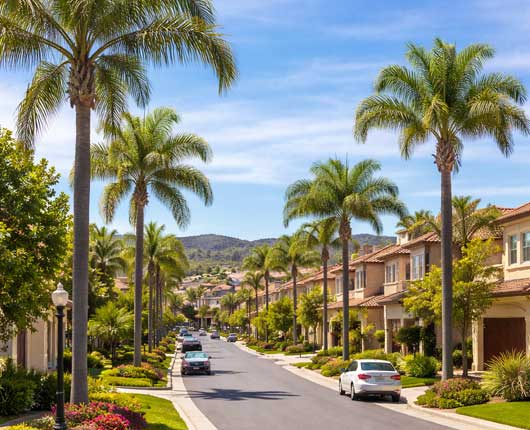 Residential street with modern homes in Irvine → appliance repair Irvine